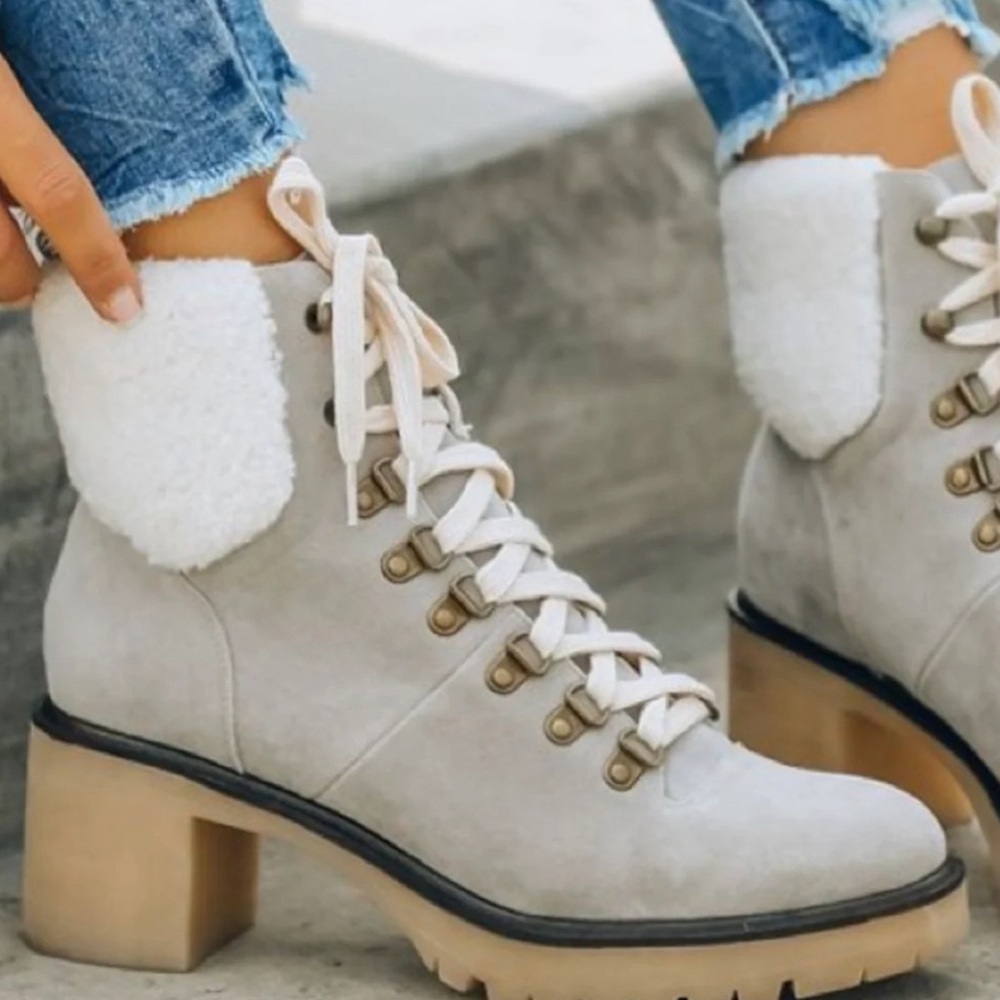 Shearling Lace Up Boot